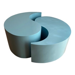 1980 Blue Ying Yang Coffee Table - Set of 2 For Sale