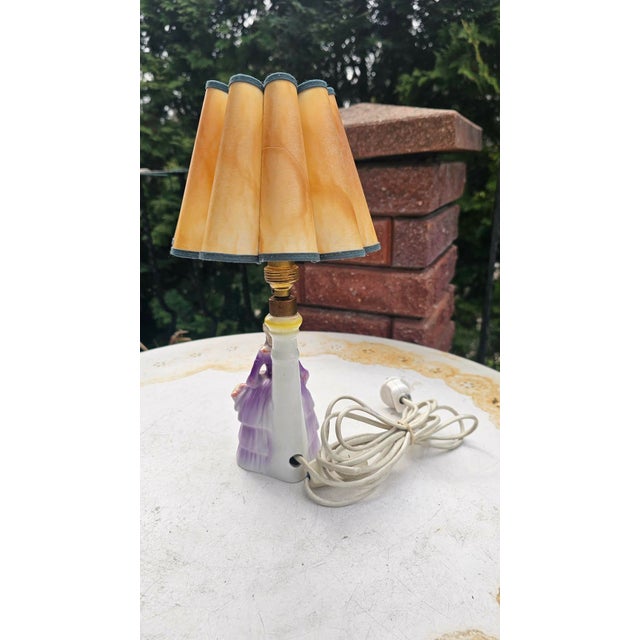 Art Deco Porcelain Lady with Flowers Lamp, 1920s For Sale - Image 10 of 12