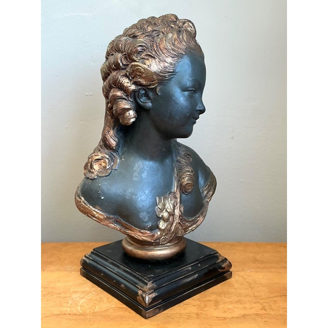 Vintage Gilt Tipped Carved Wood Female Bust For Sale - Image 9 of 18