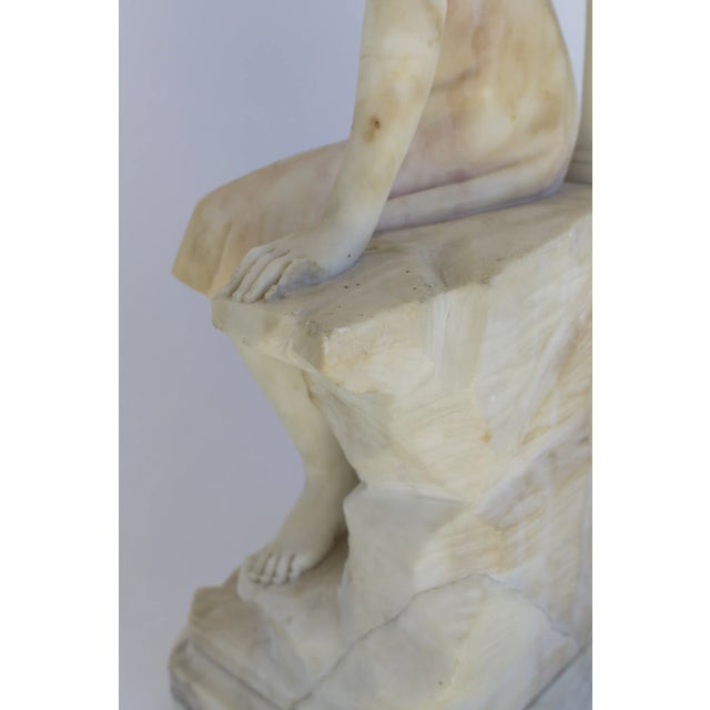 Italian Carved Alabaster Seated Lady Figural Lamp With Globe For Sale In Las Vegas - Image 6 of 10