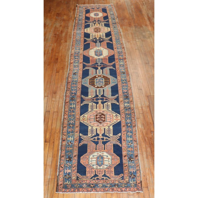 Late 19th Century Late 19th Century Tribal Heriz Serapi Runner - 3'6" x 18' For Sale - Image 5 of 6