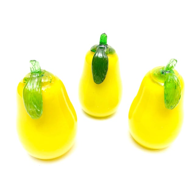 Mid-Century Modern 1950's Mid-Century Murano Hand Blown Italian Glass Lemons - 3 Pieces For Sale - Image 3 of 4