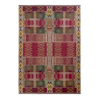 Vintage Van Campen Style Needlepoint, Red With Geometric Patterns by Rug & Kilim For Sale