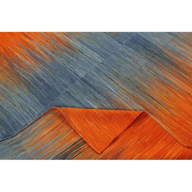 Mid-Century Modern Handwoven Scandinavian Style Persian Kilim Rug 8’4″ X 11’10” For Sale - Image 3 of 12