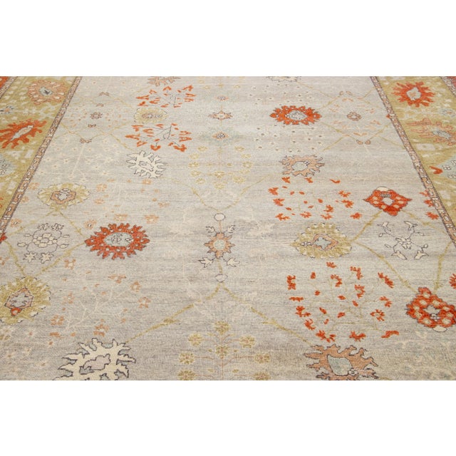 Textile Room Size Modern Tabriz Indian Wool Rug in Gray & Orange by Apadana For Sale - Image 7 of 8