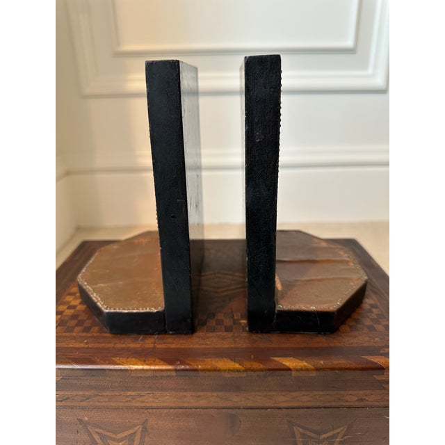 Copper Vintage Handcrafted Pair of Equestrian Bookends With Horses of Embossed Copper on Wood, Made in England For Sale - Image 8 of 14