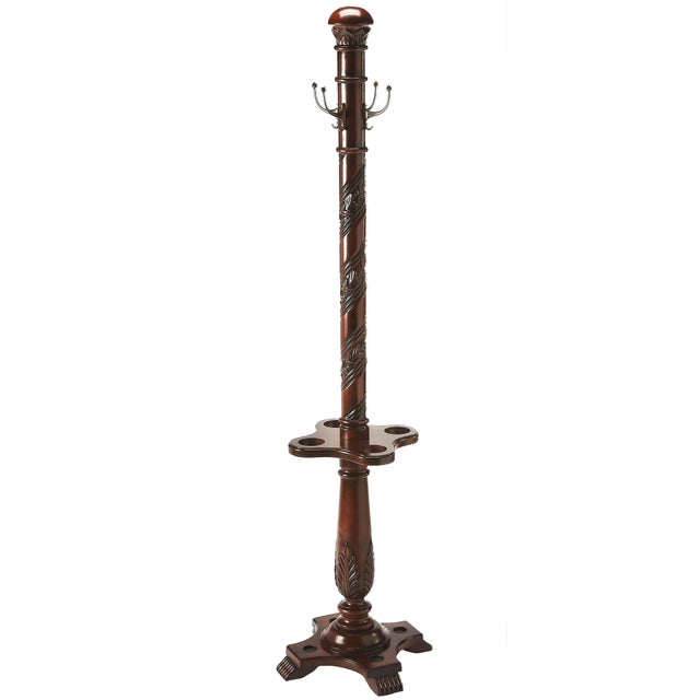 2020s Laird 70 in. H Wood Free-Standing 4 Hook Costumer/Coat Rack with Umbrella Holder, Cherry For Sale - Image 5 of 5