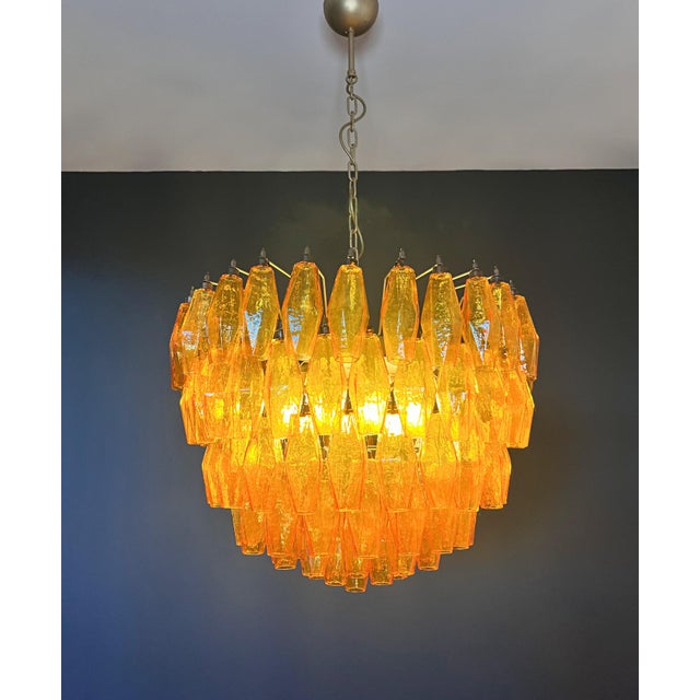 Vintage Murano Glass Chandelier with 111 Amber Poliedri, 1990s For Sale - Image 13 of 18