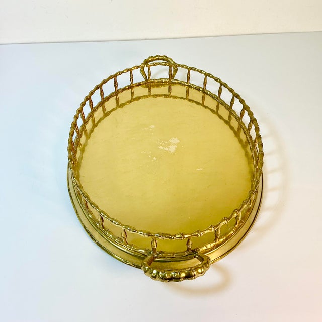 Mottahedeh Mid-Century Hollywood Regency Boho Chic Coastal Faux Bamboo Brass Tray, Mottahedeh Attributed For Sale - Image 4 of 16