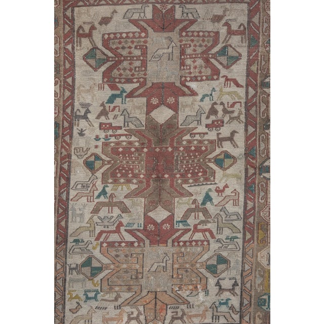 Mid-Century Modern Vintage Embroidered Soumak Tapestry 3'3'' X 4'8'' For Sale - Image 3 of 13