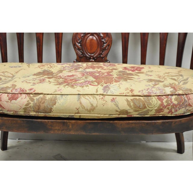 Late 19th Century Antique Victorian Carved Mahogany Paw Foot Barrel Back Settee Loveseat Sofa For Sale - Image 5 of 16