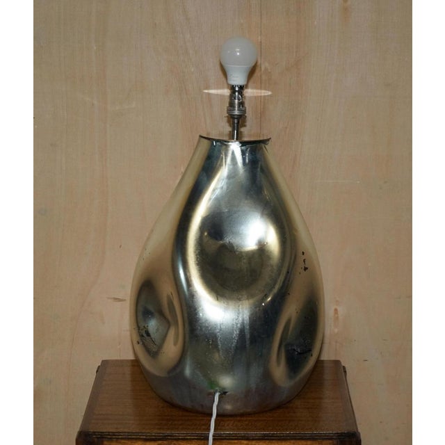 Large Vintage Sculptural Table Lamp in Foxed Mirrored Glass For Sale - Image 13 of 18
