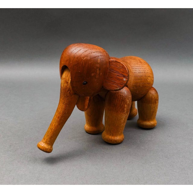 Kay Bojesen Denmark Vintage Mid Century Articulated Wood Teak Elephant Figurine. Measures approximately 6 3/4" long, 3...