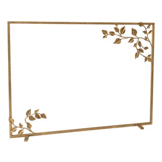 Aged Gold Graceful Leaves Fireplace Screen For Sale