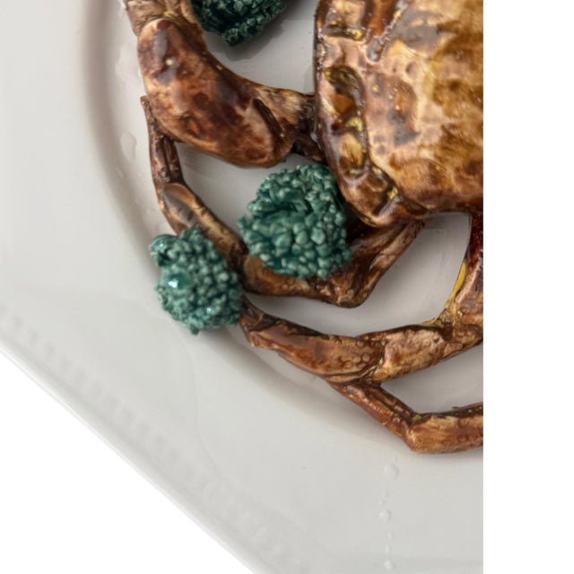 French Vintage Italian Trompe L’Oeil Majolica Crab Wall Plate by Ceramiche Castellan For Sale - Image 3 of 8