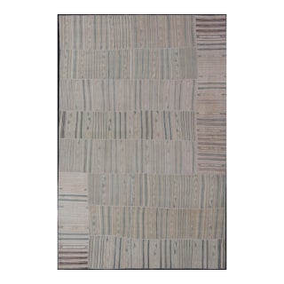 Vintage Turkish Kilim Rug With Soft Pastel Stripes and Intricate Patterns 11'4 X 17'7 For Sale