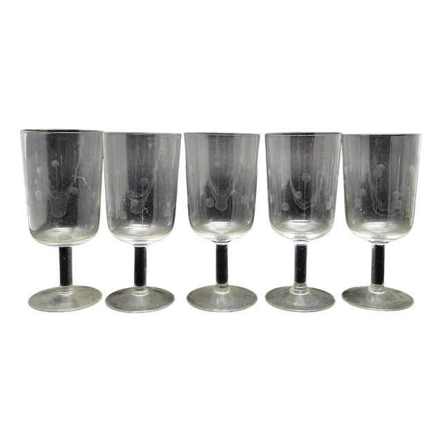 Art Deco Polish Champagne Glasses, 1950s, Set of 5 For Sale