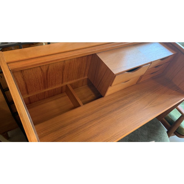 Mid 20th Century Danish Modern Mid-Century Teak Roll Top Desk For Sale - Image 10 of 12