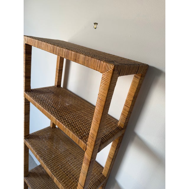 Vintage Coastal Boho Rattan-Wrapped Five-Tier Étagère For Sale - Image 11 of 14
