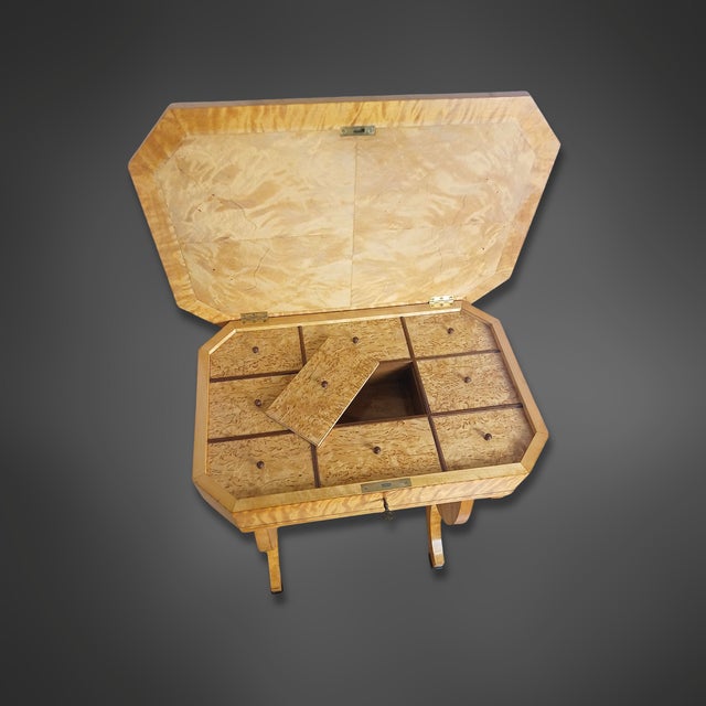 1920s Vintage Biedermeier Style Lyre-Shaped Table, 1920 For Sale - Image 5 of 9