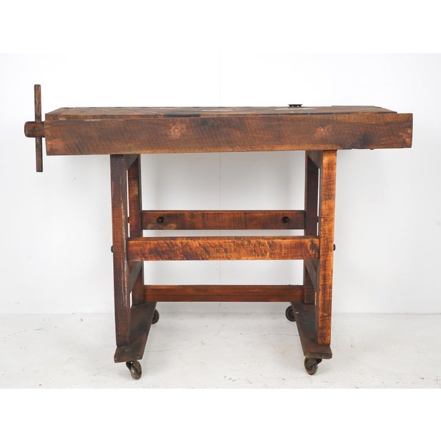 Vintage Industrial 54.375 In. Maple Woodworkers Workbench For Sale - Image 11 of 16