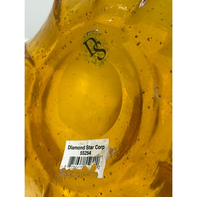 Vintage Diamond Star Amber Ribbed Glass Decanter For Sale - Image 12 of 12