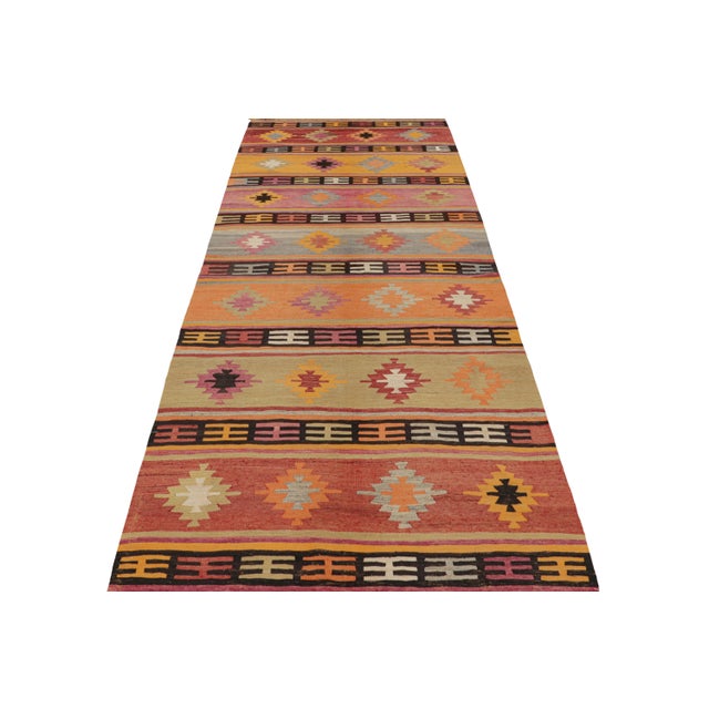 1960s Vintage Orange and Purple Multicolor Wool Kilim Rug For Sale - Image 5 of 7