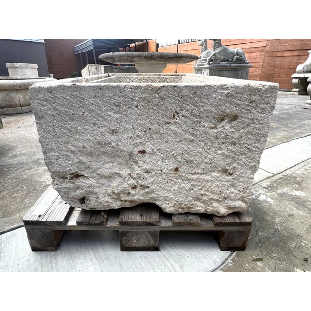 Stone 19th Century French Limestone Trough With Recessed Interior Molding For Sale - Image 7 of 10