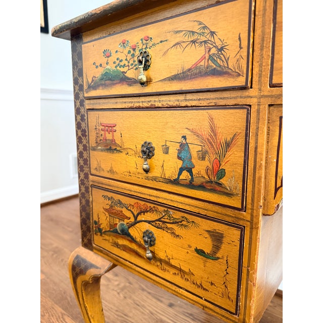 Chinoiserie Antique Hand-Painted Chinoiserie Desk For Sale - Image 3 of 12