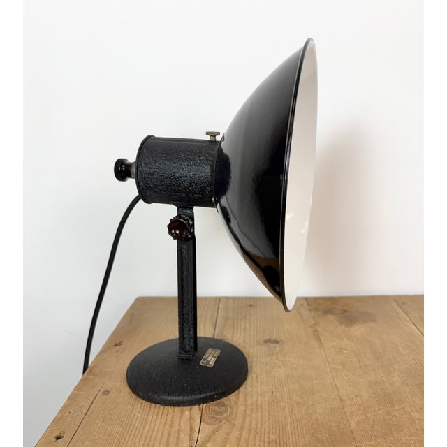 Vintage Industrial Black Enamel Table Lamp from EB, 1950s For Sale - Image 11 of 17