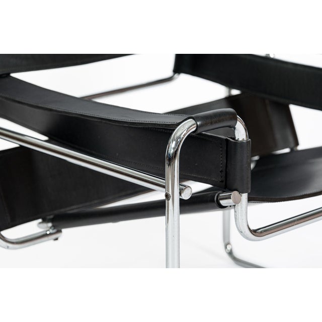 Vintage Mid Century Black Wassily Chair by Marcel Breuer (Attr.) 1970s For Sale - Image 12 of 16