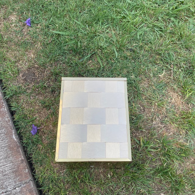 Woven Brass Wastebasket For Sale - Image 4 of 9