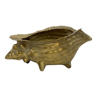 Vintage Nautical Brass Sea Shell Bottle Chiller or Planter For Sale