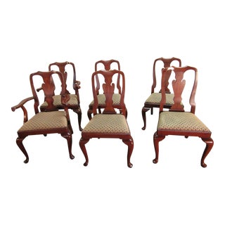 Henkel Harris Solid Cherry Set of Six Queen Anne Dining Chairs For Sale