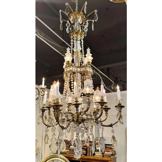 19th Century Large Scale English Gilt Bronze and Crystal Chandelier For Sale - Image 10 of 10