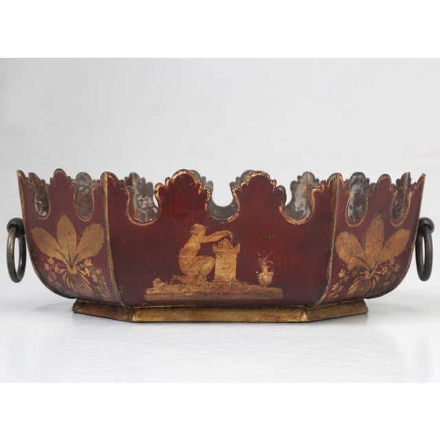 Metal Antique French Tole Painted Jardinière or Planter, Circa 1800s For Sale - Image 7 of 12