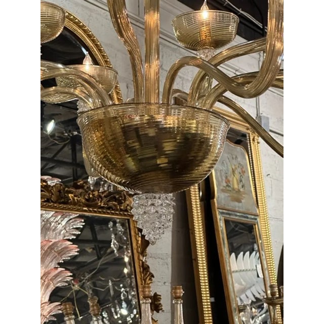 2000 - 2009 Murano Tabaco Glass Chandelier For Sale - Image 5 of 7