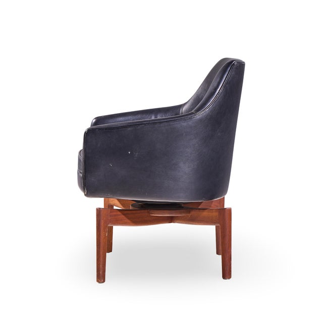 Wood Jens Risom Mid Century Walnut Swivel Chairs - Pair For Sale - Image 7 of 12