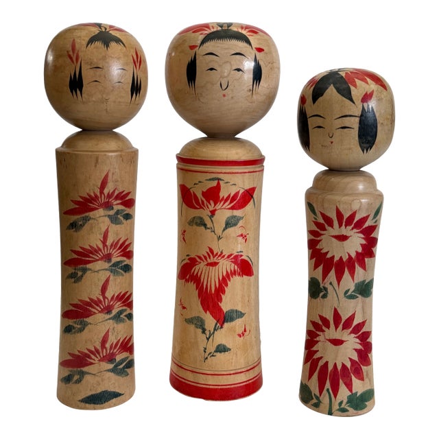 Three Vintage Kokeshi Dolls For Sale