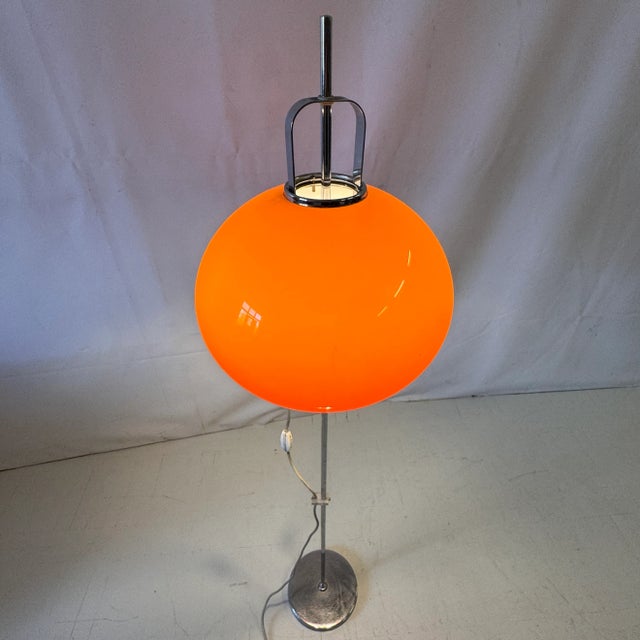 Guzzini Italian Lucerna Floor Lamp in Orange from Guzzini, 1960s For Sale - Image 4 of 8
