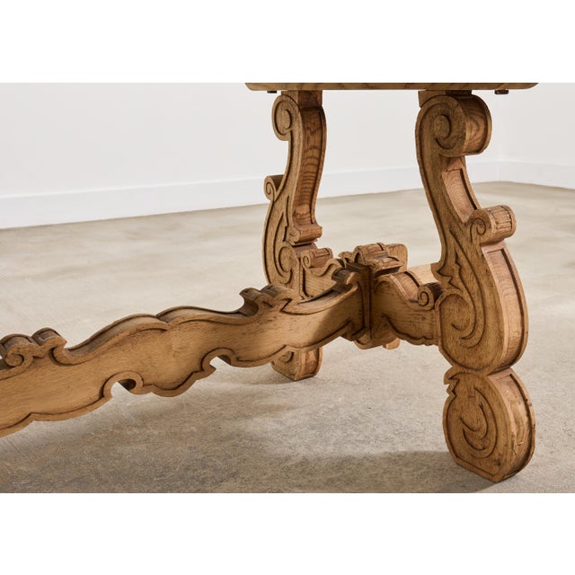 19th C. Spanish Baroque Bleached Oak Farmhouse Dining Table For Sale - Image 12 of 18