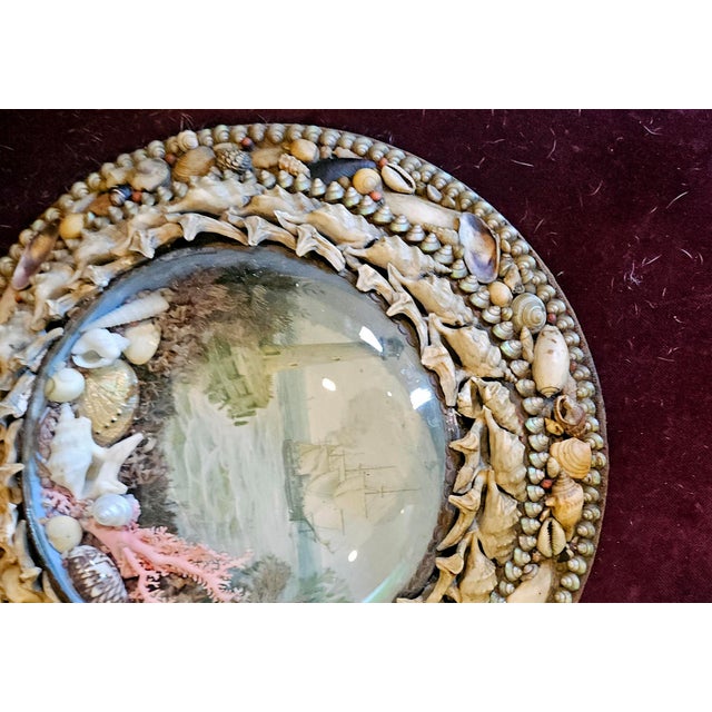 Edwardian Shellwork Valentine Diorama of a Lighthouse With Ship For Sale - Image 9 of 11
