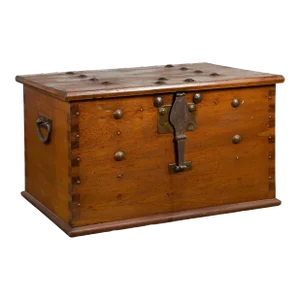 Mid 20th Century Vintage Indonesian Chest with Unique Latch & Side Handles