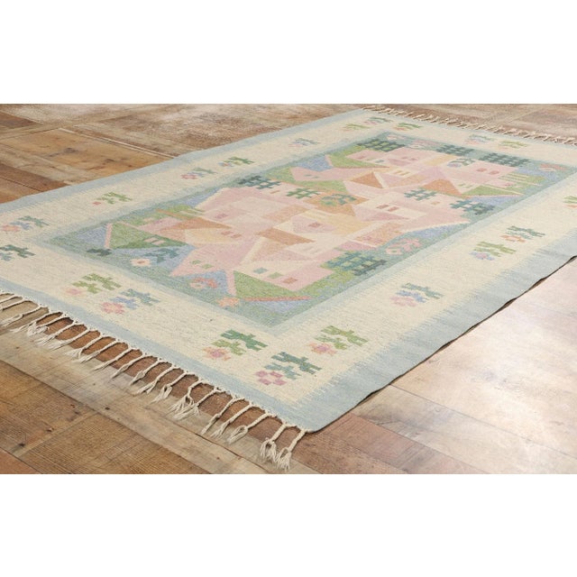 Textile Vintage Swedish Pictorial Rollakan Rug - 04'07 X 06'09 For Sale - Image 7 of 9