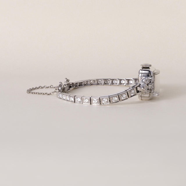 1920s Art Deco Hamilton 1.50 Carats Diamond Ladies Wristwatch 14k Gold For Sale - Image 4 of 5