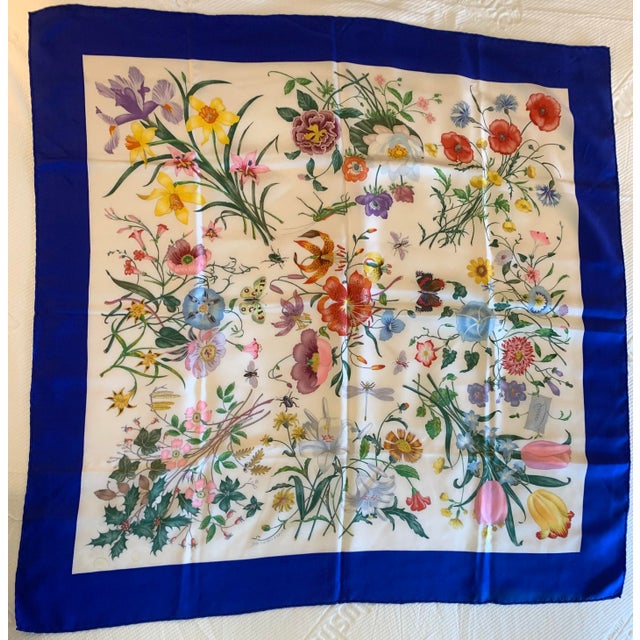 Traditional Vintage Gucci "Flora" Silk Scarf For Sale - Image 3 of 4