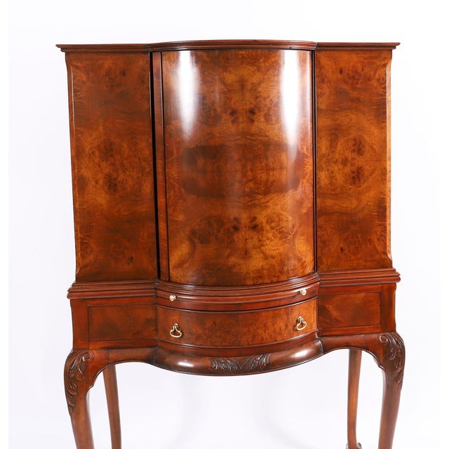 Antique Burr Walnut Revolving Dry Bar Cabinet, 1920s For Sale - Image 4 of 18