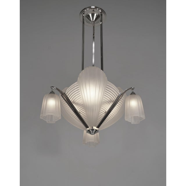 French Art Deco Chandelier by Petitot & Muller Freres 1930 France For Sale - Image 9 of 12