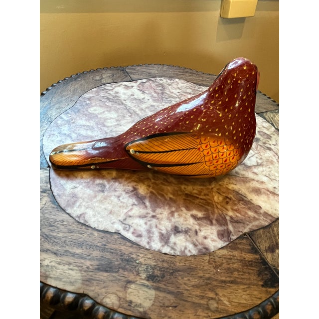 Mexican Late 20th Century Jorge Wilmot Tonala Mexico Signed Paper Mache Bird Sculpture 7" - Pristine Art For Sale - Image 3 of 8