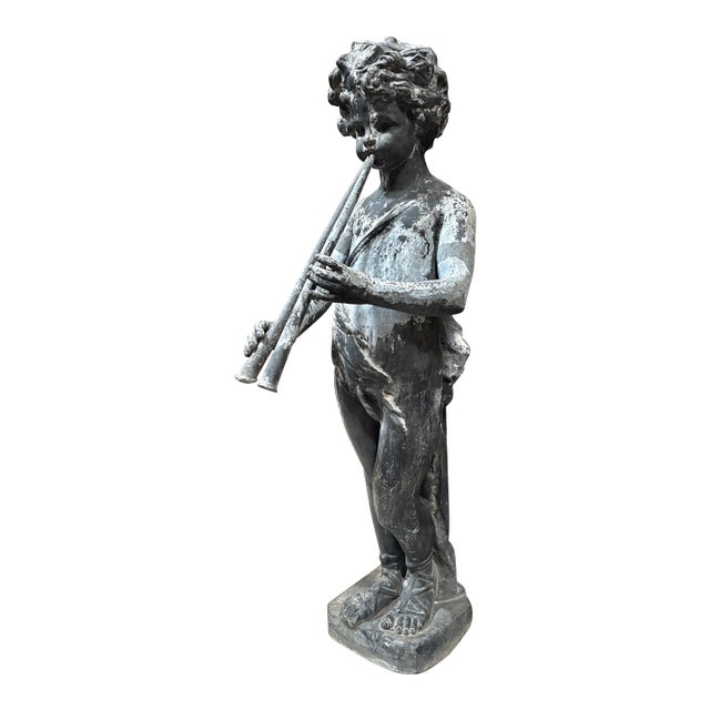 Late 19th Century English Piping Pan Lead and Zinc Fountain Figure For Sale